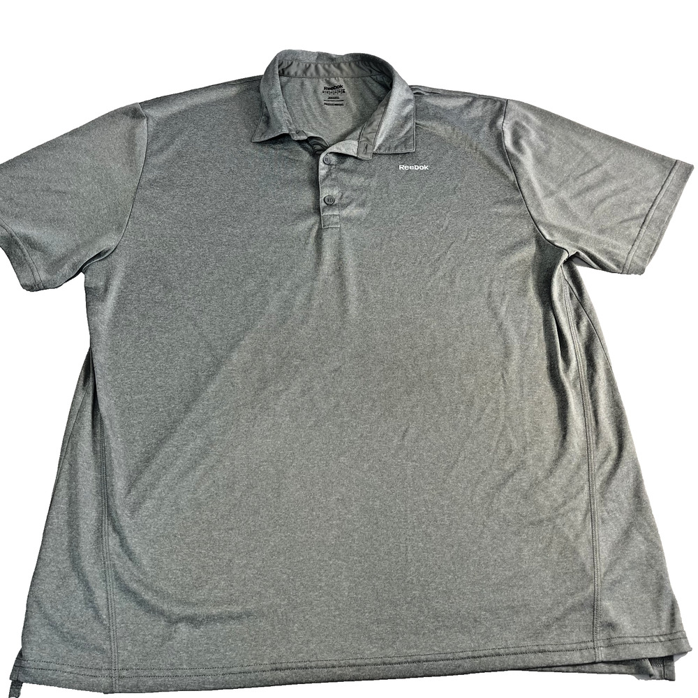 Reebok Men Polo Shirt Gray Short Sleeve Athletic Casual Golf XL